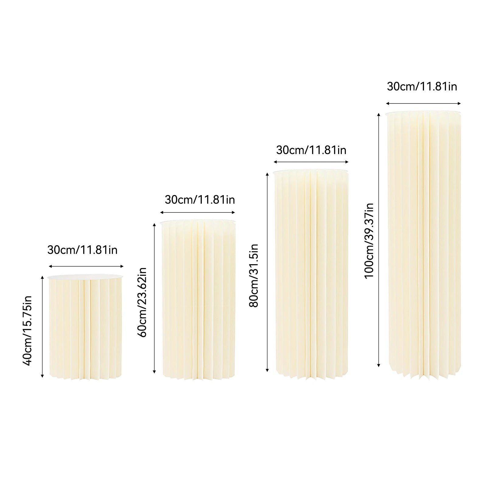 4 Pieces Wedding Flowers Stand Foldable Cardboard Cylinder Centerpiece Display Vase 40/60/80/100cm for Wedding Party/ Garden Decoration