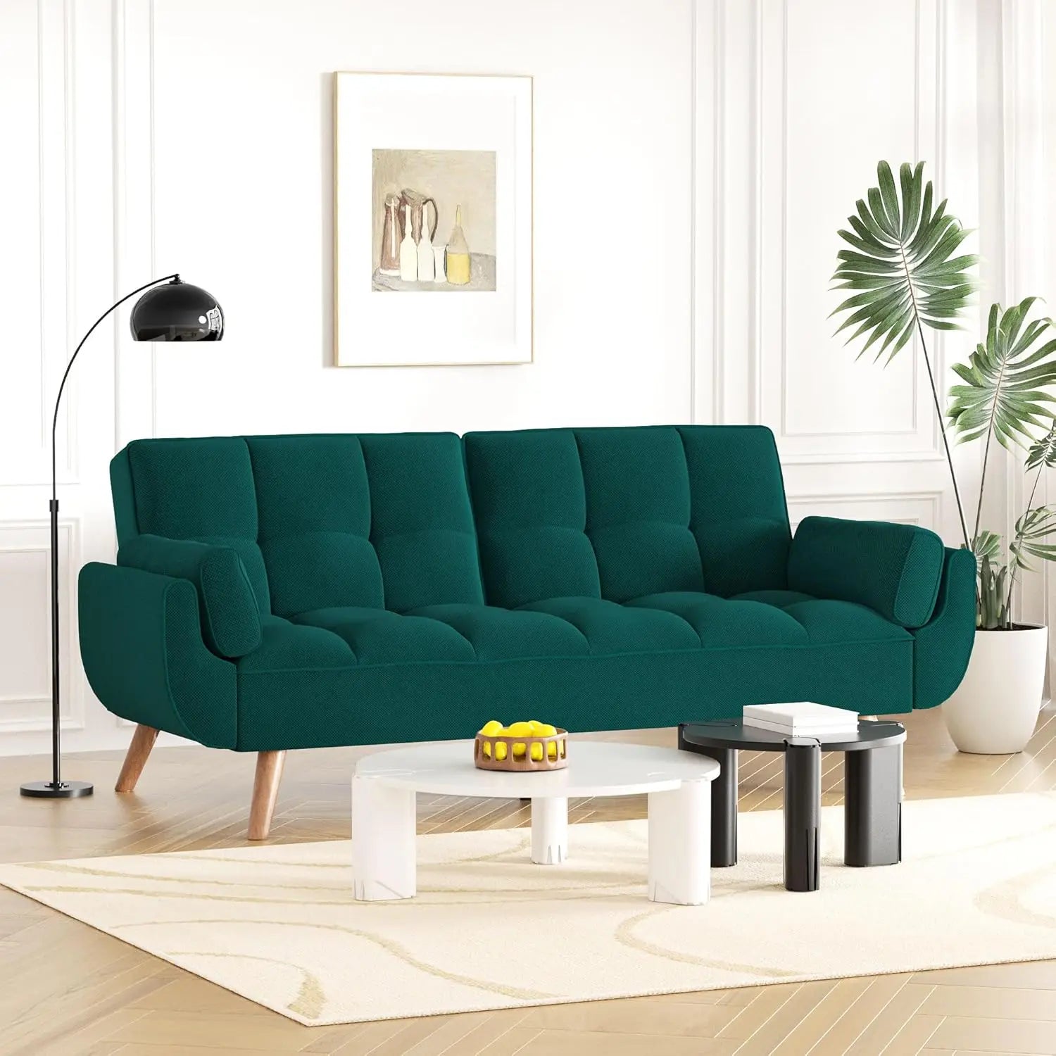Futon Couch for Small Spaces & Apartment, 2-in-1Modern Comfy Loveseat Convertible Sofa Bed, 74.4-Inch Compact Design for Living