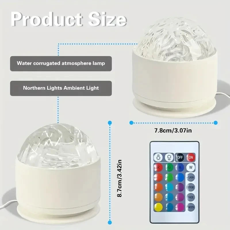 Starry Sky Galaxy Northern Aurora/Water Ripple LED Night Light/ 16 Color 360°Rotating RGB USB Lamp/ Remote Projector/ Ambient Light