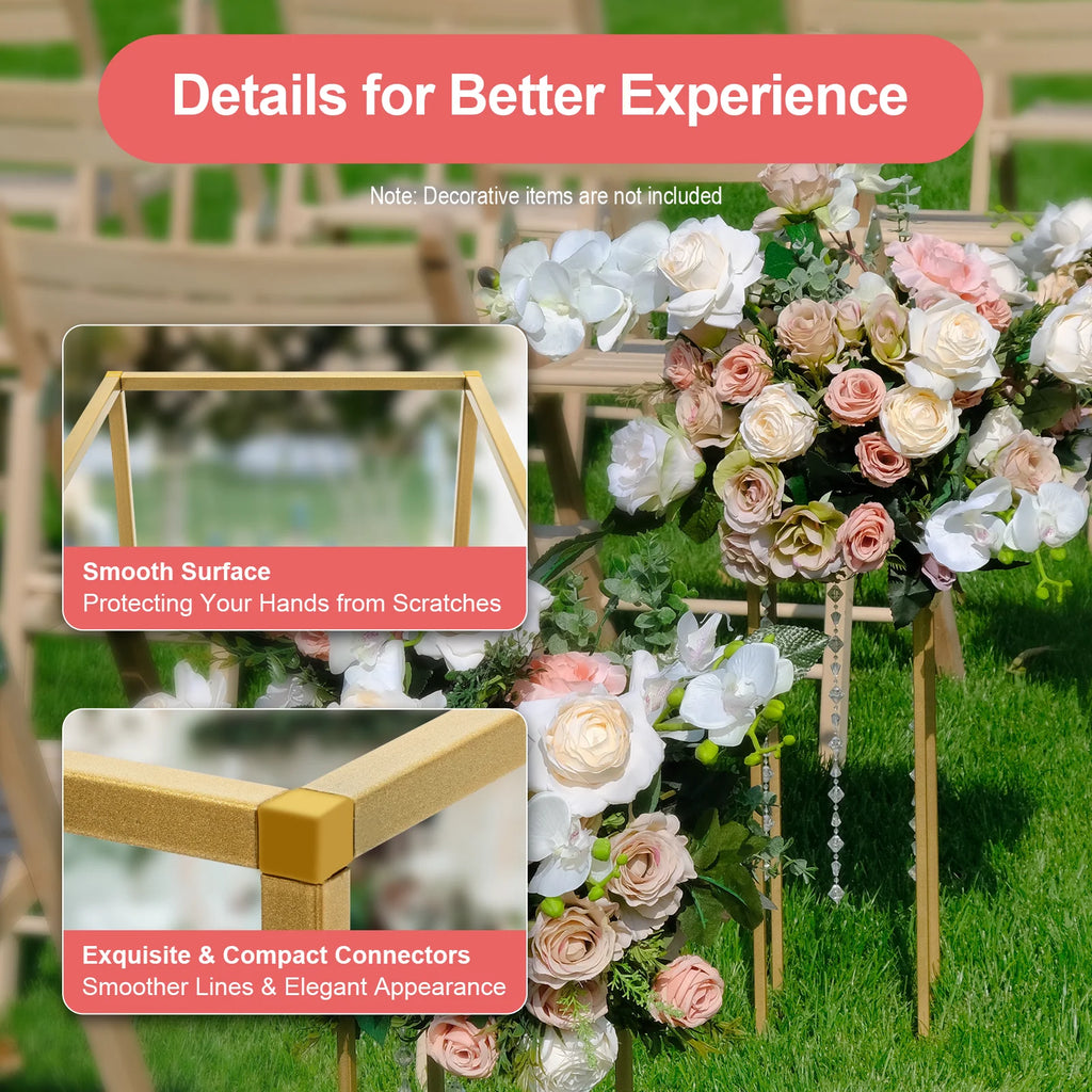 10PCS Metal Geometric Flower Vase Stand Gold Wedding Flower Stand 23.62inch Tall with Hammer for Party Table Centerpieces Events