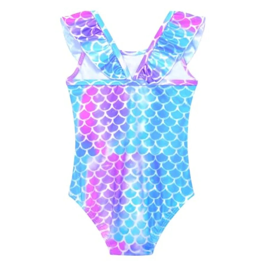 Snowheart Girls Swimsuit One Pcs Bathing Suit Quick Dry Shoudler Ruffle Floral Swimwear for 3-12 Years Old