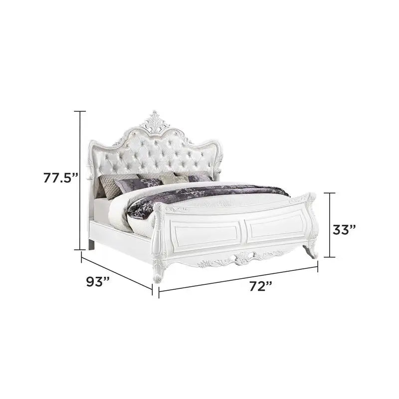 Modern 4-Piece Queen Bedroom Set in Pearl White Wood Finish