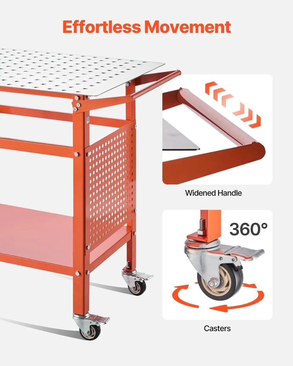 40x24" Welding Table with 800LBS Capacity, Movable Steel Workbench with Storage & Fixture Holes