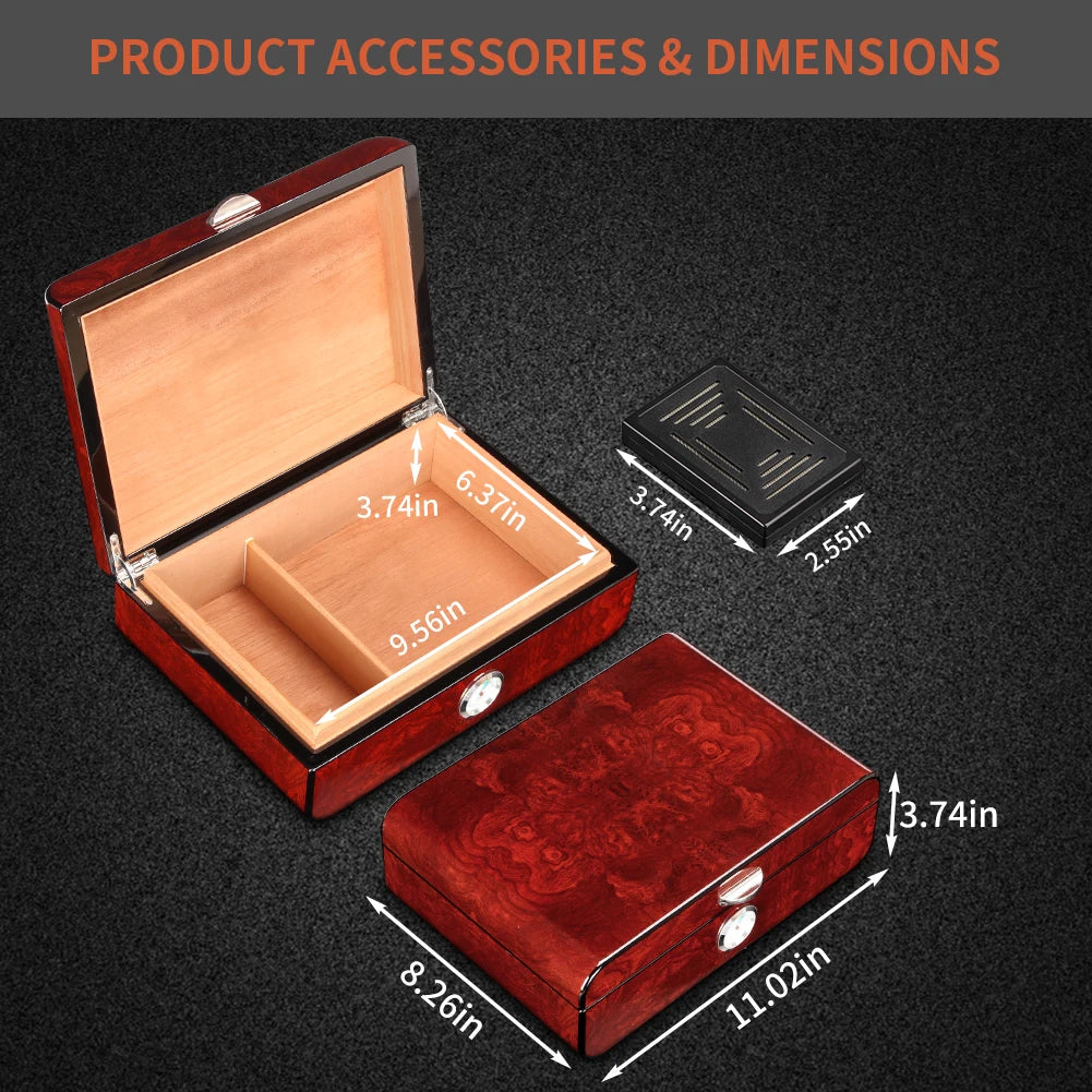 GALINER Cedar Wood Humidor Home Storage Cigar Box With Hygrometer Humidifier Travel Cigar Case