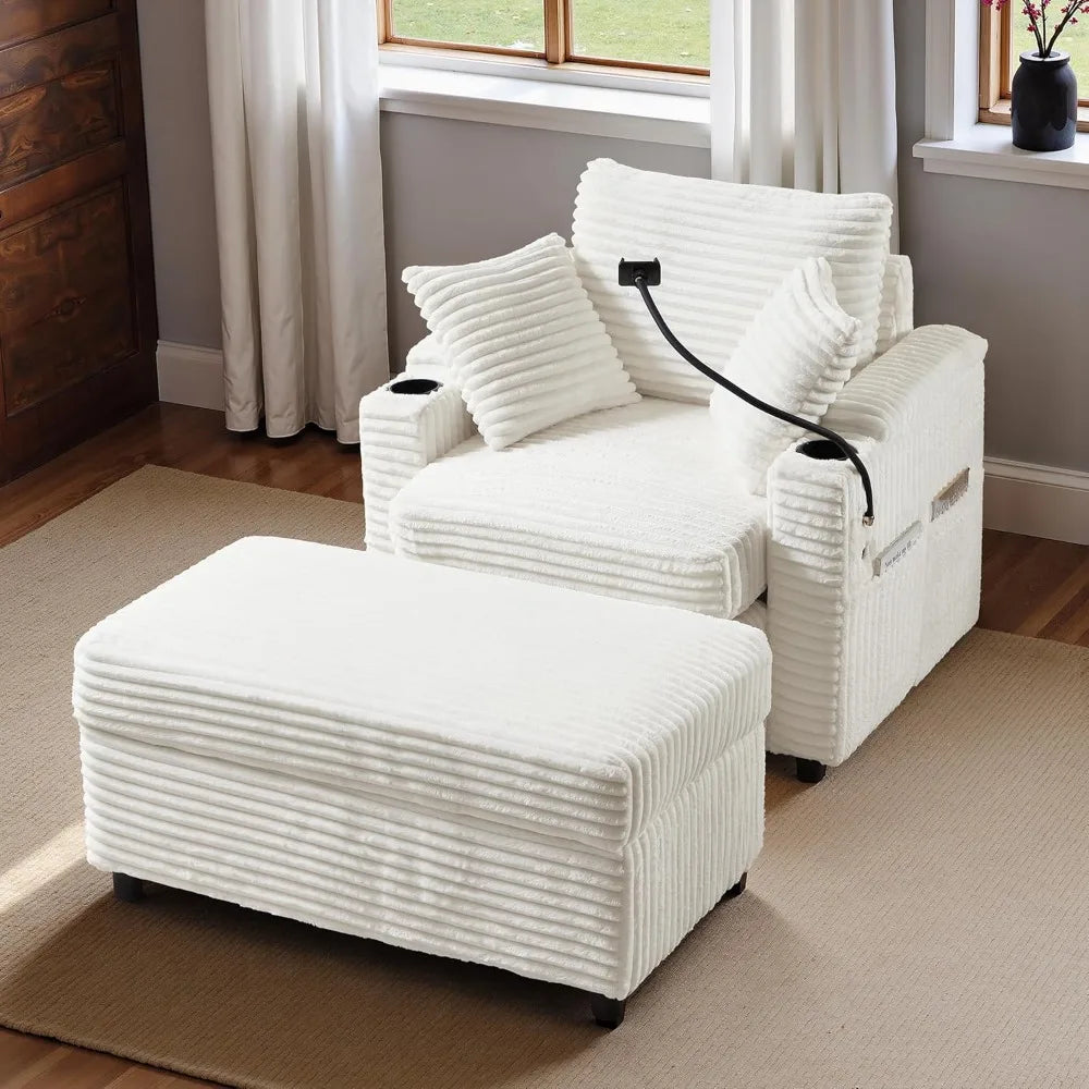 Accent Chair with Storage Ottoman