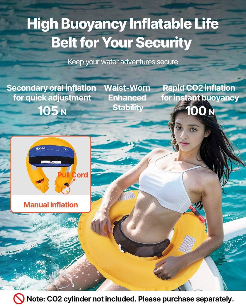Manual Inflatable Belt Pack for Adults PFD/ Blue CO2 Cylinder Not Included