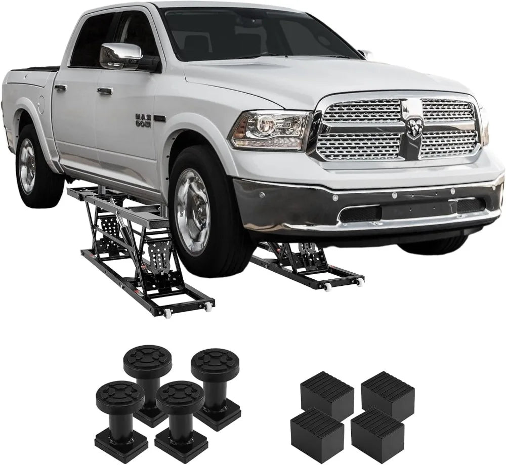 Portable Car Lift 7000 LBS Capacity, 26.8" Max Height, Heavy-Duty Steel Truck Lift with 120V Power