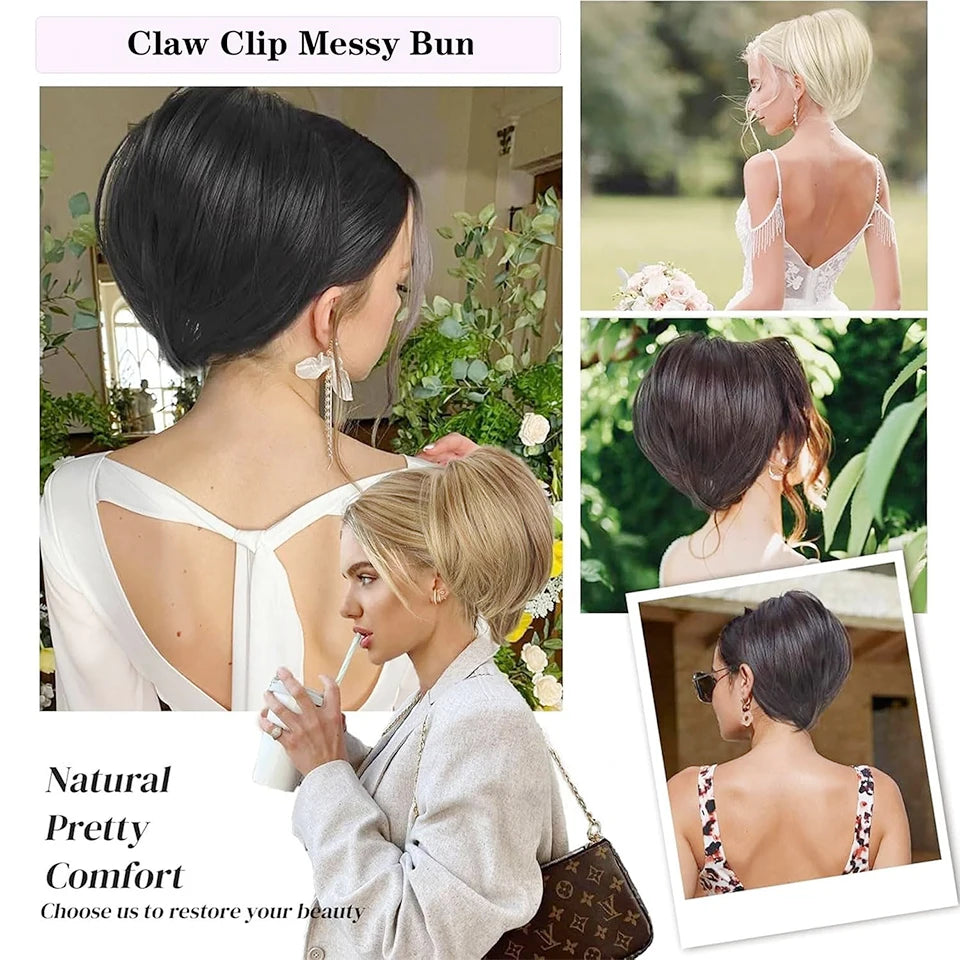 Synthetic Claw Clip Ponytail Hair Extensions/ Messy Short Straight Ponytail Blonde/ Brown Heat Resistant Pony/ Tail Fake Hair