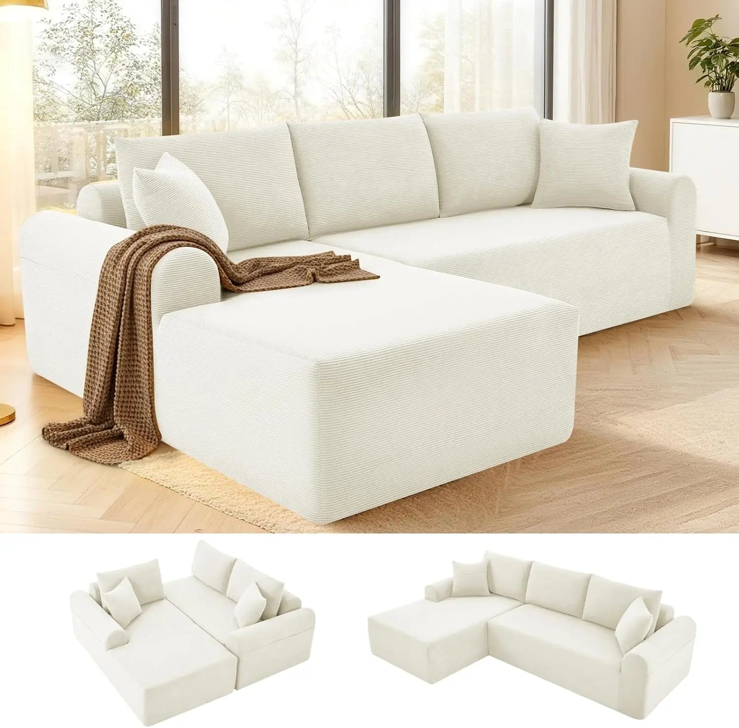 Cloud Modular Sectional Couch for Living Room,Modern L-Shape Sofa with Chaise, Upholstered, 103"