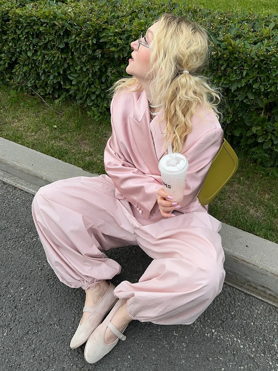 Autumn Women's 100% Cotton Loose Lantern Style Wide Leg Pants Street Style Casual Lazy Pants Fashion Trousers