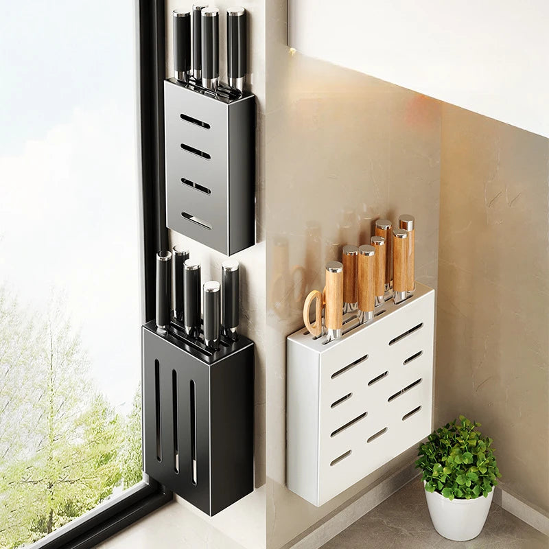 Kitchen Knife Storage Box, Knife Holder, Non-Perforation, Wall-Mounted Rack, Kitchen Items, Kitchen Accessories Organizer