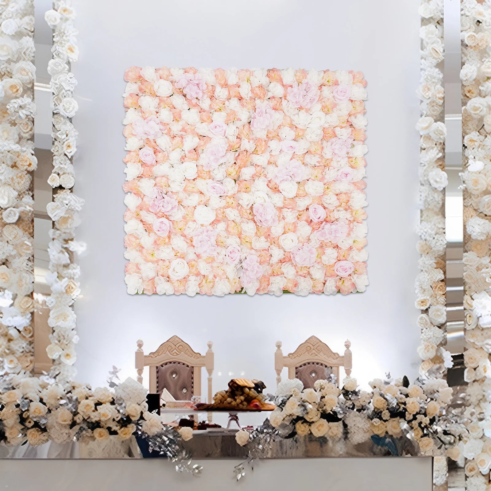Artificial Flower Wall Panels, Flower Wall Mat Silk Rose Flower Panels, Artificial Flower Wall Background Outdoor, Indoor  For Weddings, Hotels, Parks, Commercial Streets