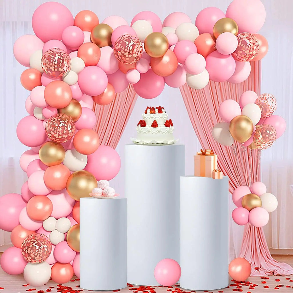Set Of 3 Metal Cylinder Pedestal Stands For Party, Round Display Pillars For Wedding Birthday/ Dessert Table/ Art Decor