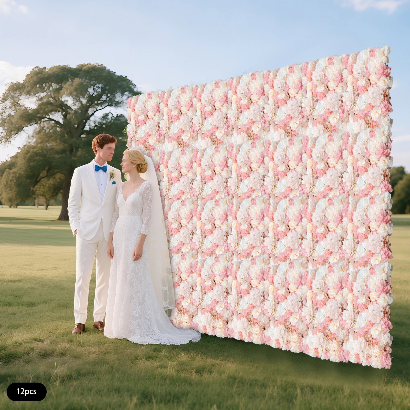 12 Pack Flower Wall Panels 16 x 24 inch 3D Rose Wall Mat Decorative Faux Floral Panel Hydrangea Silk Faux Flower Backdrop