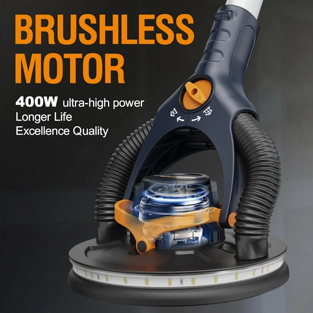 4mm Random Orbital Drywall Sander, Brushless 350W 3.5A, Foldable Electric Wall Sander with Dual Mode Suction System