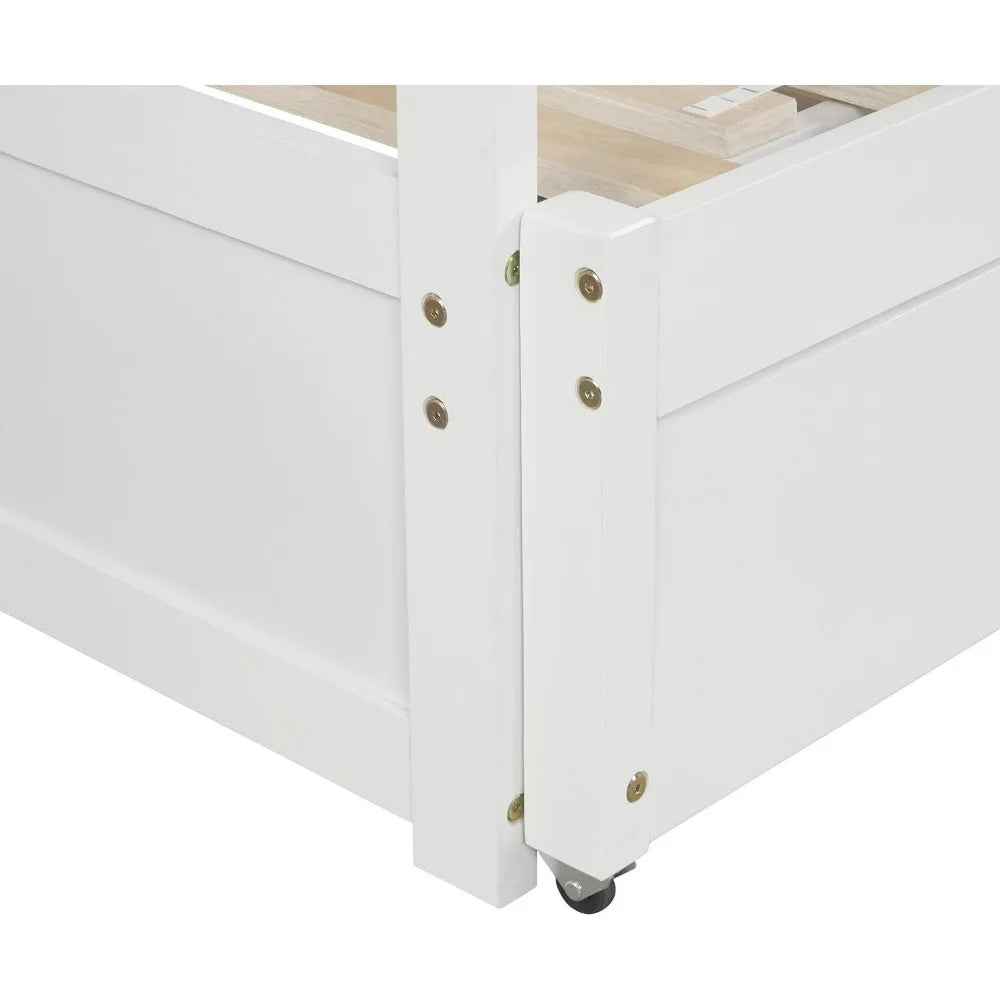 Expandable Daybed with Trundle Drawer, Twin to King Size Conversion, Solid Pine Wood Bed with Slats