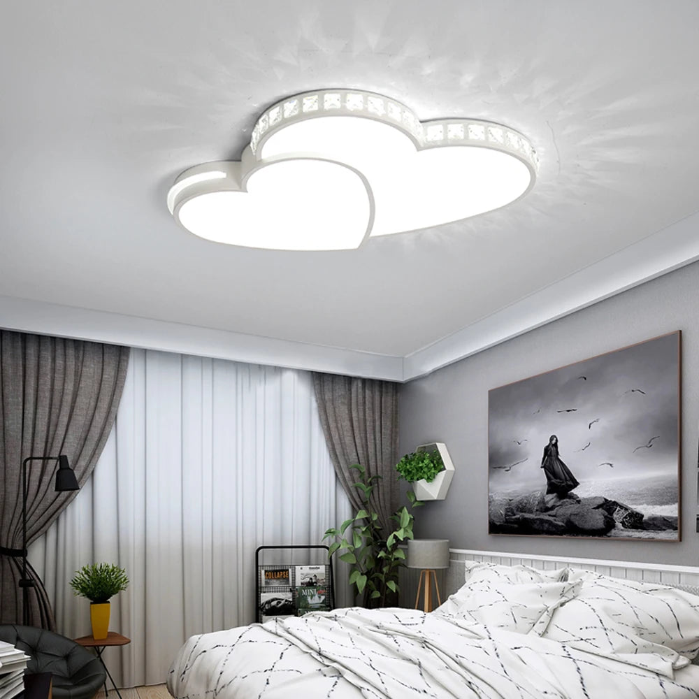 Modern Heart Shaped Ceiling Lights/ Crystal LED Flush Mount Lamp/ Children's Room/ Living Room/ Bedroom Lamp Fixture