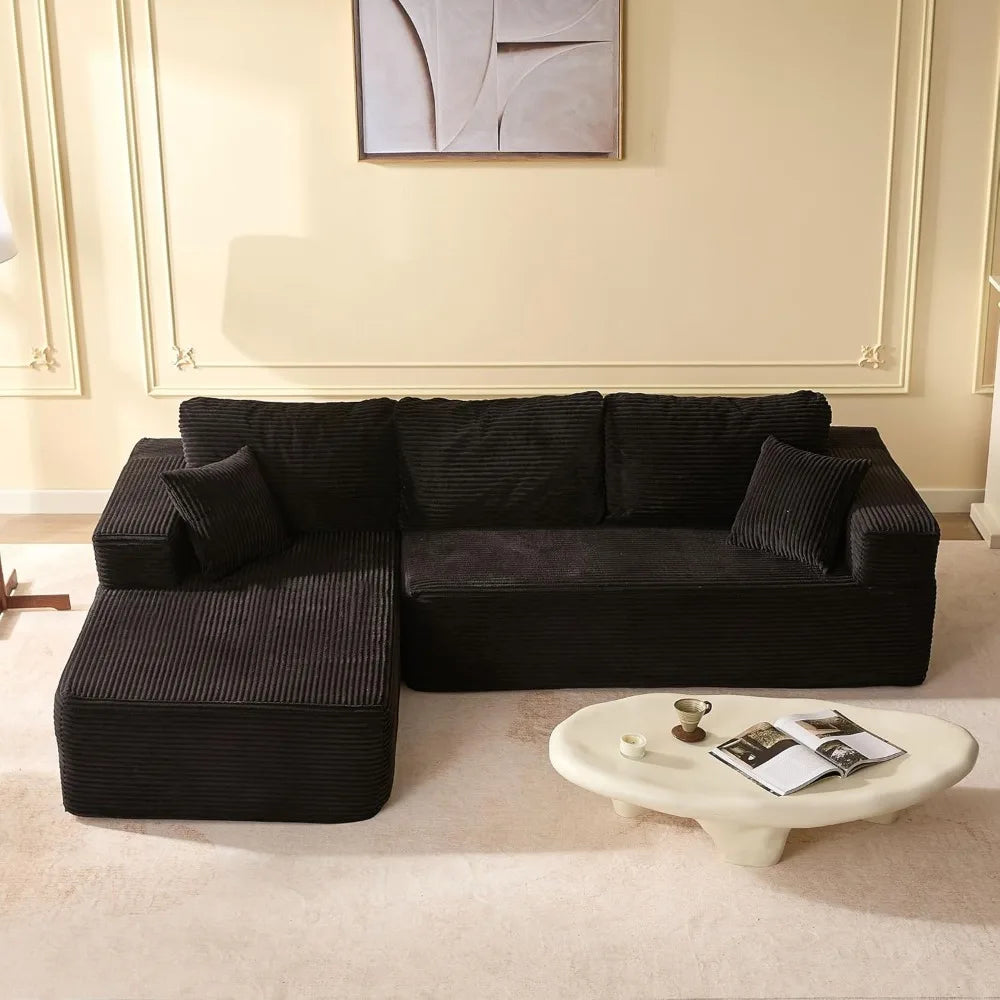 107" Boneless Couch with Deep Seat, Modular Sectional Sofa, Cloud Sectional Couch for Living Room, No Assembly Required, Corduroy