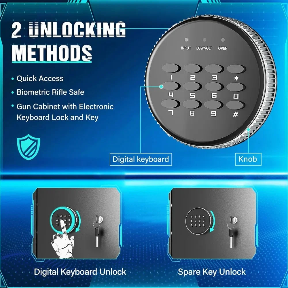 10-12 Rifle Gun Safe with Keyboard, Quick Access Large Gun Safes for Rifles, Locking Gun Cabinet Rifle Safe