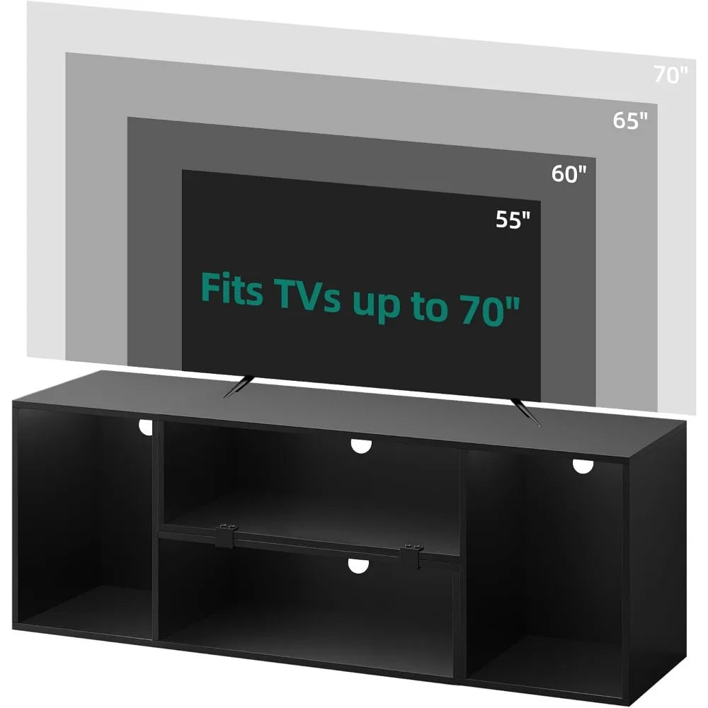 Transformable TV Stand w/String of LED Light, Modern Entertainment Center, Gaming TV