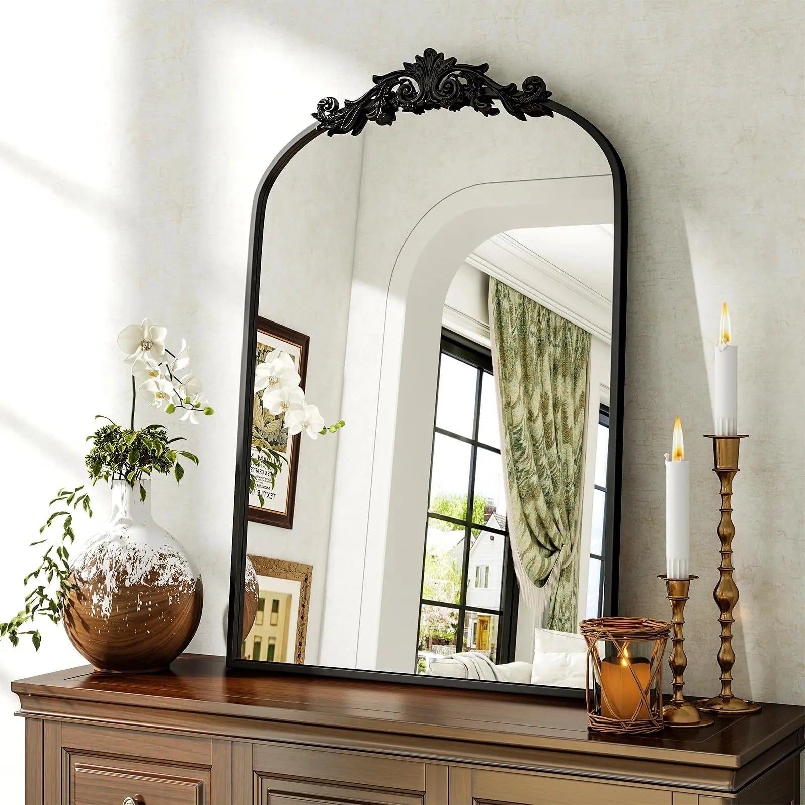 Vanity Wall Mirror Decorative Vintage Arch Bathroom Mirror