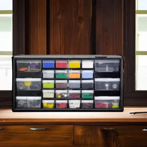 26-Drawer Plastic Drawer Storage Cabinet for Garage Organization, Bead Organizer, Lego Storage, Teacher Toolbox