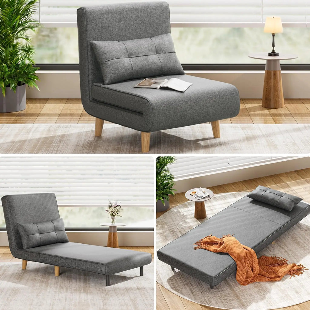 3 in 1 Sleeper Chair Bed, Convertible Chair Bed Futon Sofa with Adjustable Backrest, Accent Chair for Apartment/Bedroom/Office