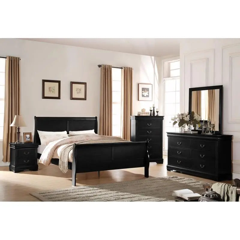 Black Finish 4-Piece Twin Bed Bedroom Set