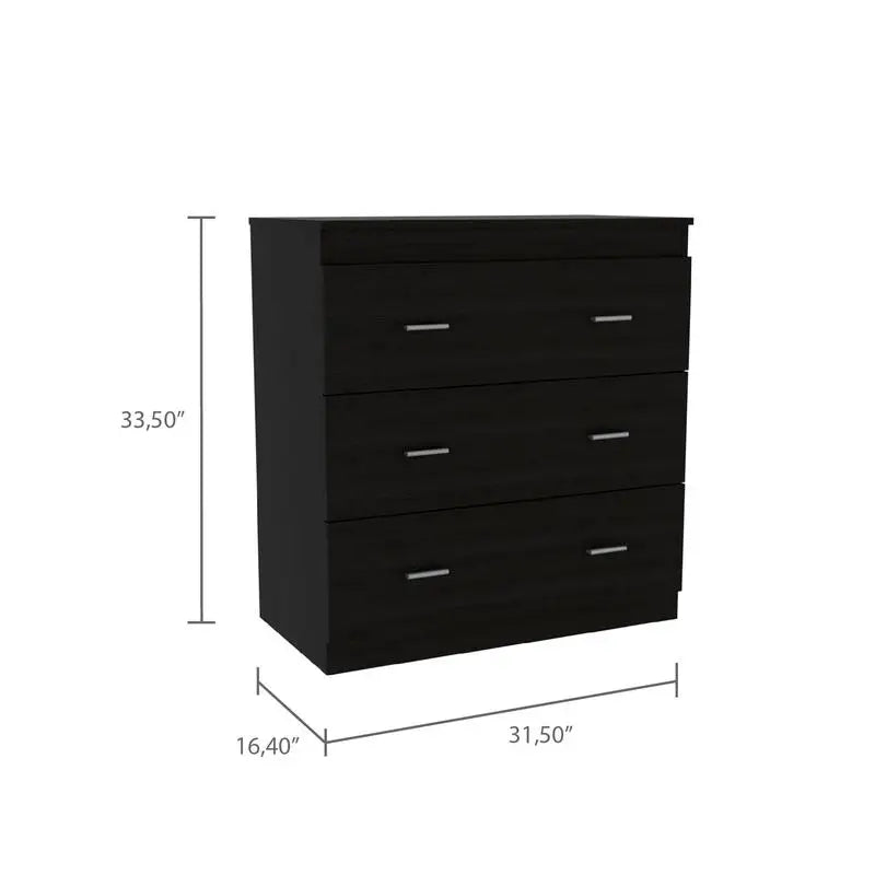 2 Piece Bedroom Set, Armoire + 3 Drawer Dresser, Black Finish