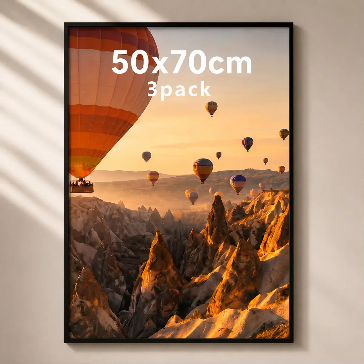 3pcs 50x70cm Black Aluminum Picture Frames 30x40cm 40x60cm 40x50cm With Mat For Wall Art Canvas Print Poster Display, Minimalist Gallery Wall Frame For Living Room/ Bedroom/ Office/ Home Decor, Lightweight Easy Mounting Photo