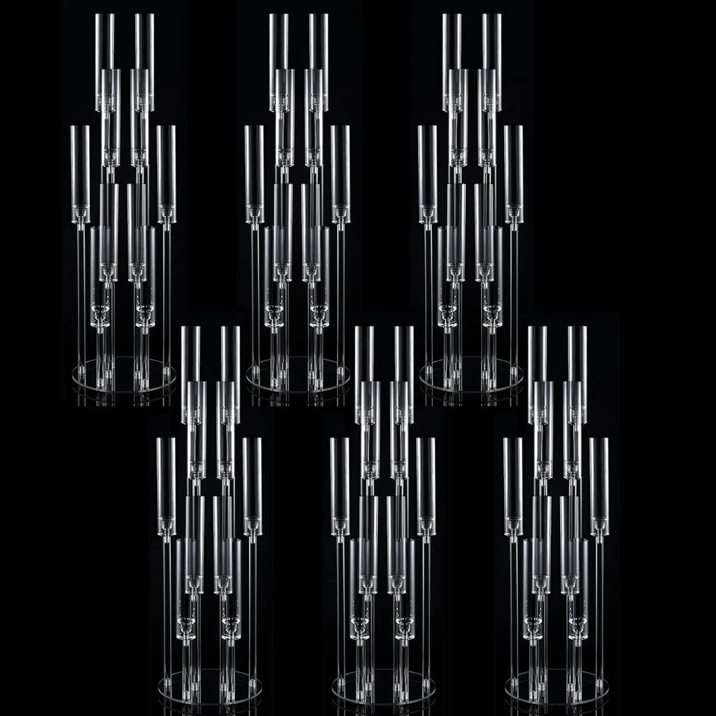 6PCS Clear Acrylic 10-Arm Candelabra Table Candle Stand, Wedding Baby Shower Party/ Table Centerpieces /Decor Candle Holders