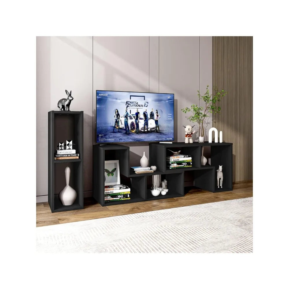 3 Piece Console TV Stand, Free-Combination Entertainment Center for 50/ 55/ 60/ 65 Inch TV, Minimalist Modern TV Media Stand