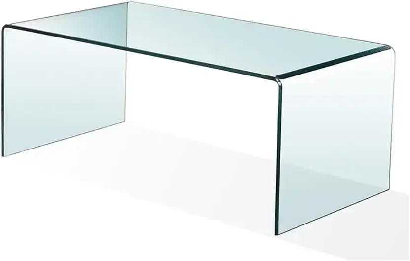Glass Coffee Table for Living Room, Modern Tempered Decor, Easy to Clean and Safe Rounded Edges Clear Coffee Tables