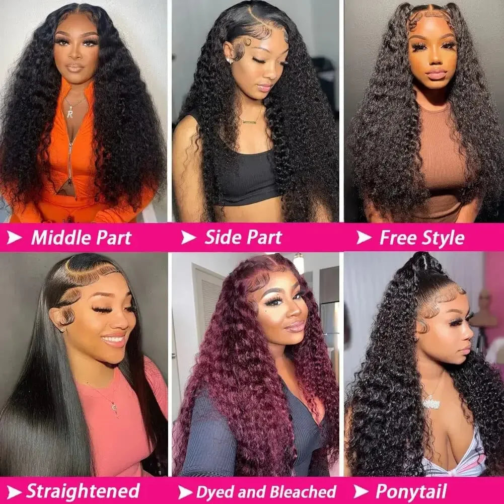 13x6 Hd Lace Frontal Wig Deep Wave 250 Density Curly Human Hair Wigs Preplucked Water Wave Front Wigs For Black Women Brazilian