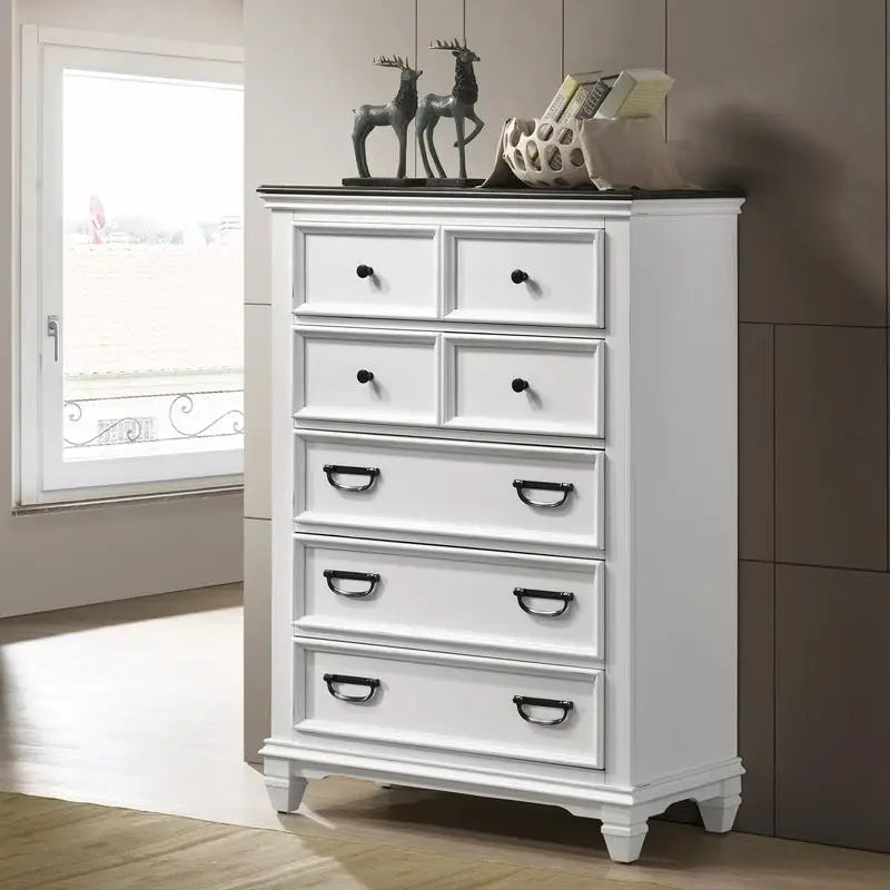 5-Piece Shiplap Panel King Bedroom Set with Bed, Dresser, Mirror, Nightstand, and Chest
