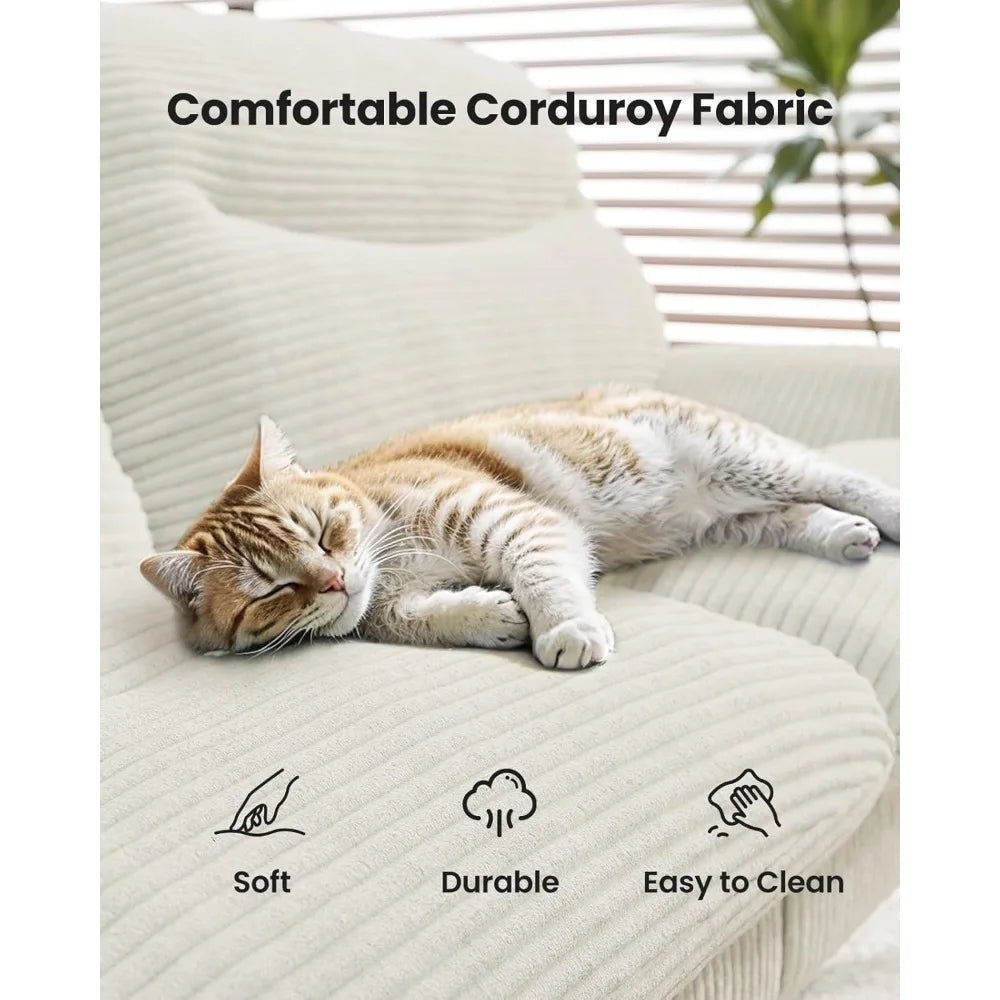 Futon Sofa Bed, 3-in-1 Futon Couch w/Adjustable Backrest & Armrests, Corduroy Convertible Sofa Bed, Folding Sleeper Recliner