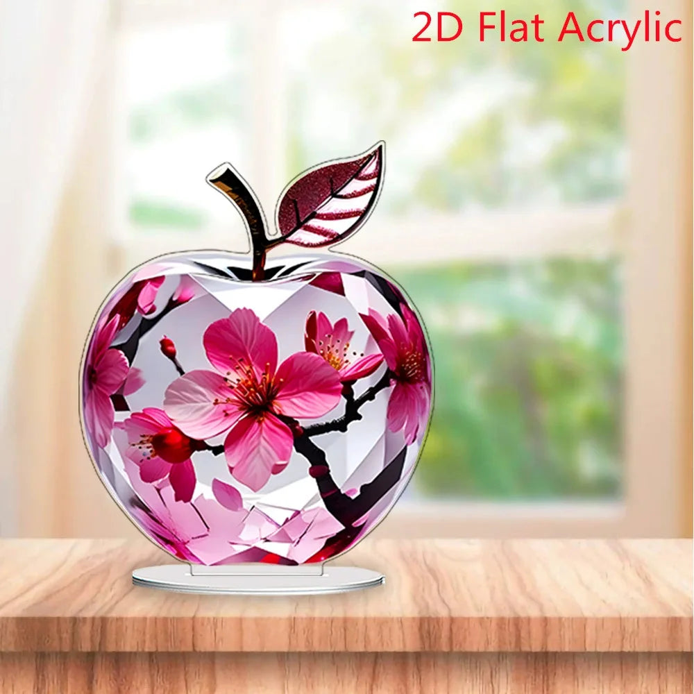 Clear Apple Collectible Figurines Crafts/ Crystal Apple Figurine Paperweight Home/ Office Handmade Statue Ornament Decoration