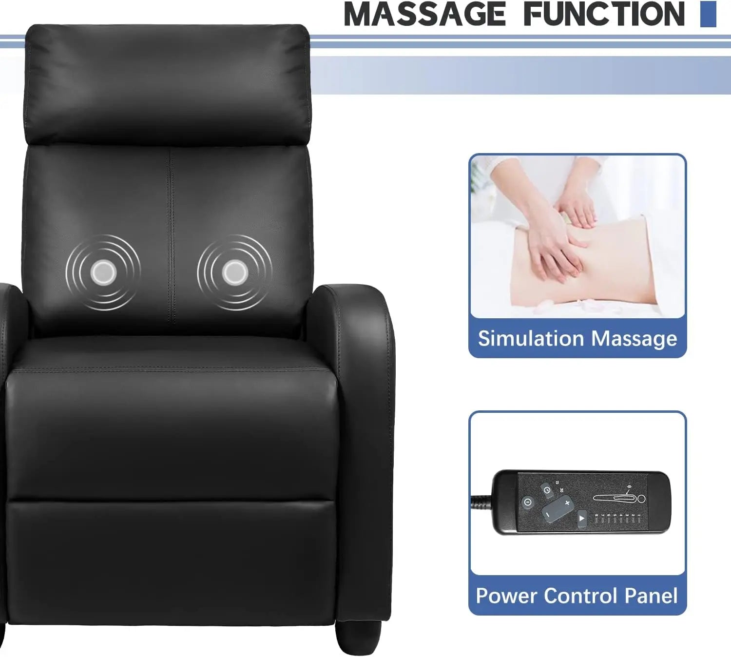 Massage Recliner Chair Adjustable PU Leather Sofa with Footrest for Living Room Home Theater