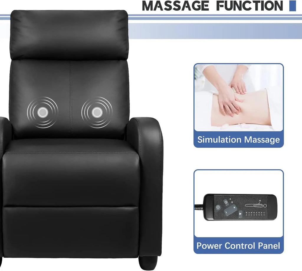 Massage Recliner Chair Adjustable PU Leather Sofa with Footrest for Living Room/ Home Theater/Bedroom