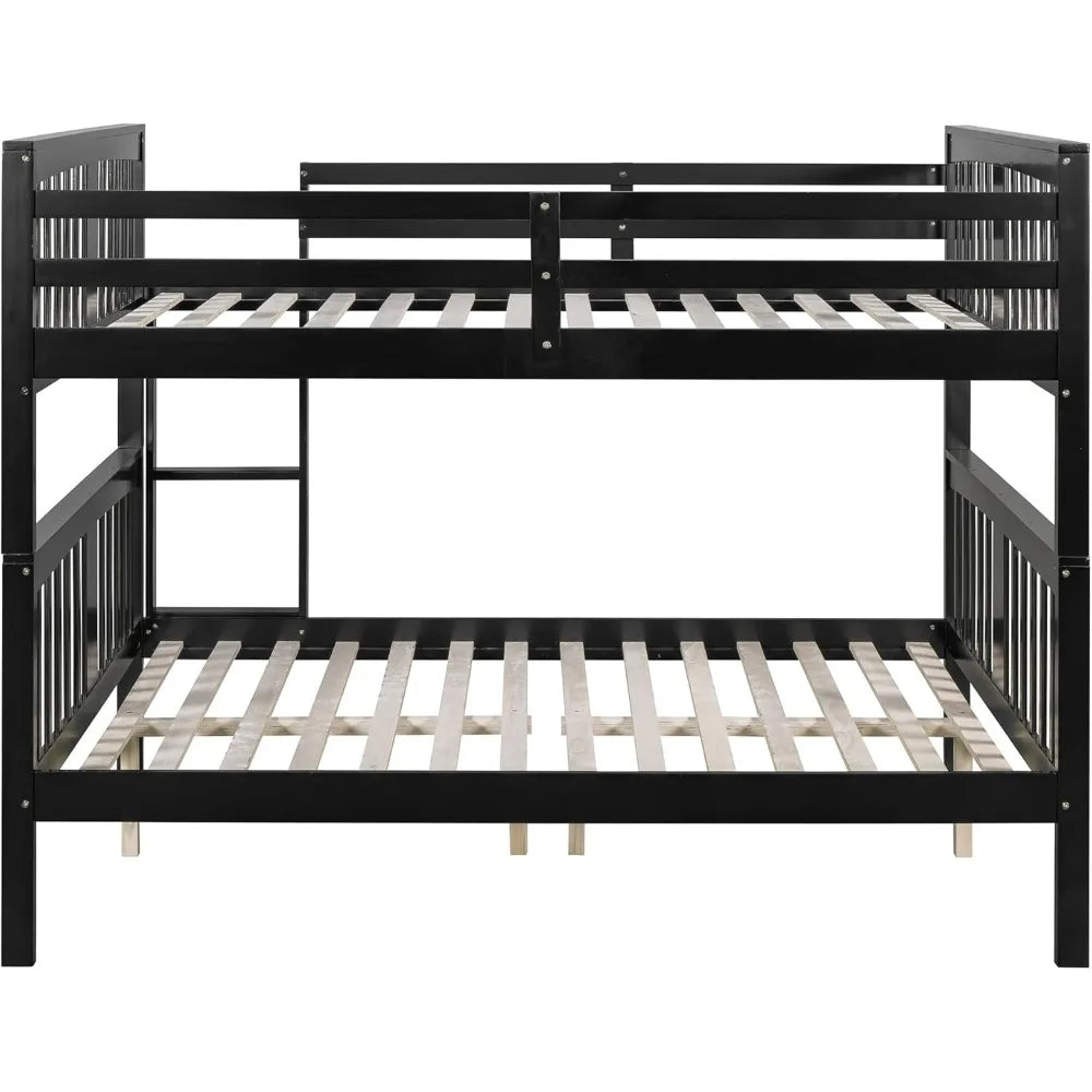 Convertible Bunk Bed, Full Size, Solid Pine Wood, Safety Rails and Headboards Included