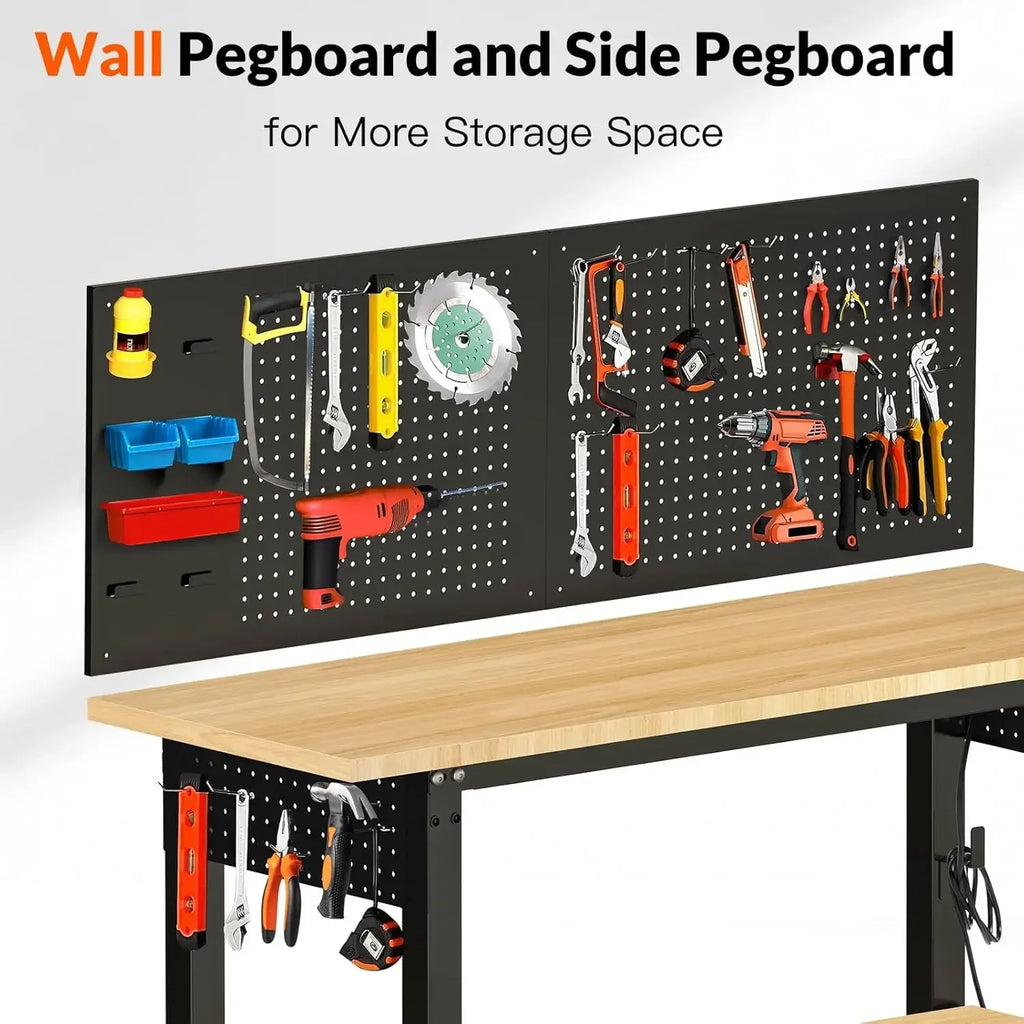 Customizable Adjustable Height Work Bench 48×24 Workbench for Garage with Under Table Shelf Heavy Duty