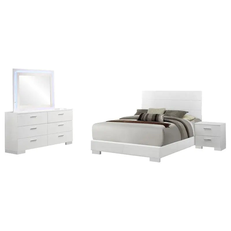 Queen Bedroom Set, 4-Piece, High Gloss, White