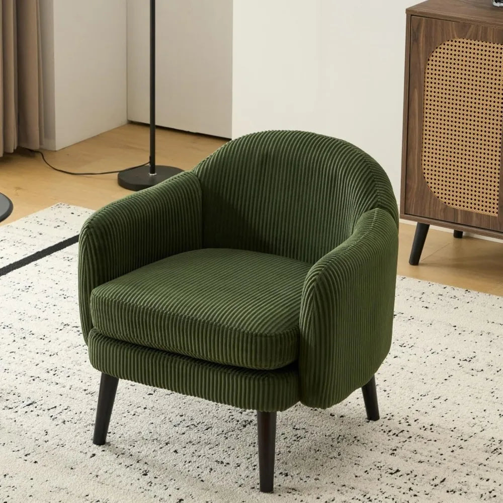 30.3" Wide Modern Barrel Accent Armchairs Set of 2 with Track Armrest, and Solid Wooden Legs