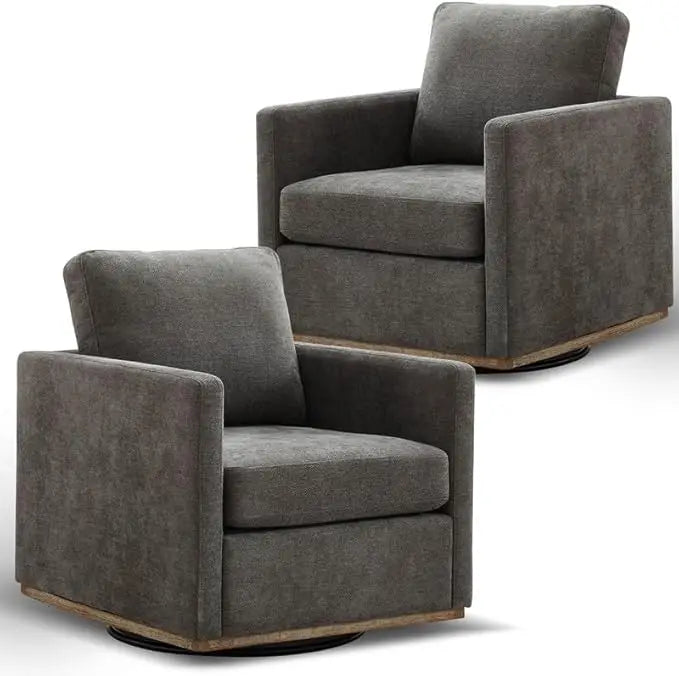 Swivel Accent Chair Set of 2, 360 Degree Square Swivel Barrel Chair for Living Room/Bedroom