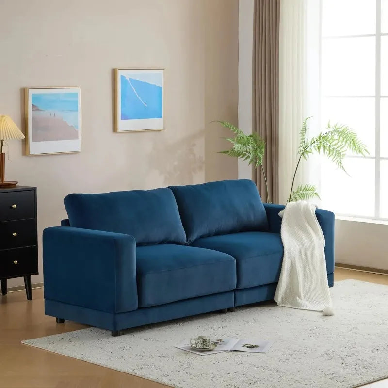 Modern 81" Square Arm Velvet 2-Seater Sofa with Wood Frame - Comfortable Loveseat