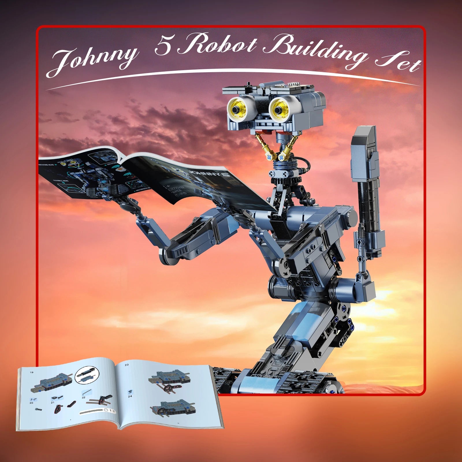 Johnny 5 Robot Building Blocks Set with Remote Control Creative Machine Home Decoration/ Room Desktop Ornament/ Christmas Gifts for Adult