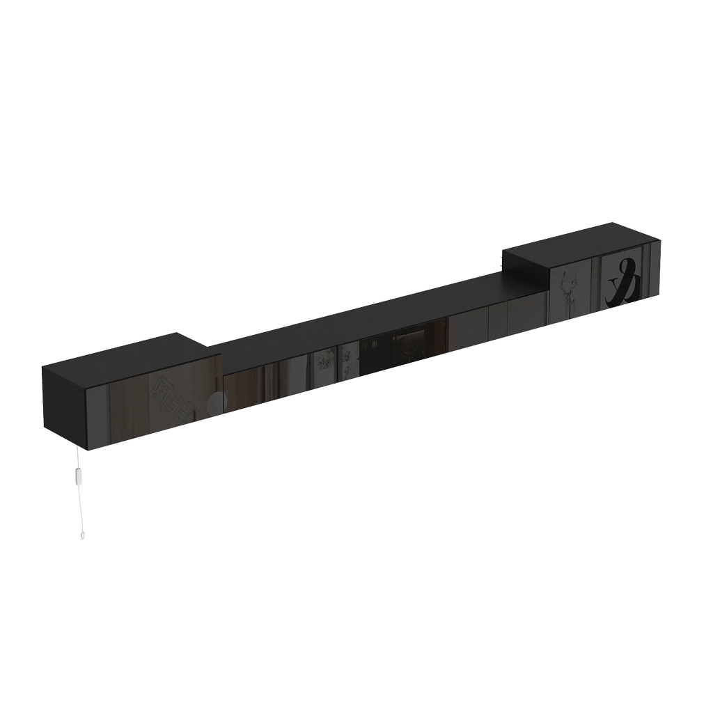 110.2'' L Modern TV Stand with Drawers & LED Lights, Wall-Mounted Media TV Console With Glossy Surface, Black