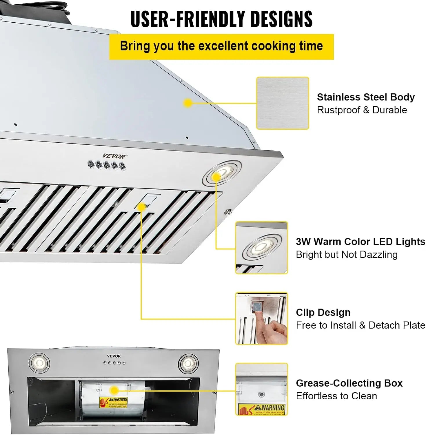800CFM Insert Range Hood, 30" Stainless Steel Kitchen Vent with LED Lights, Baffle Filters, Ducted/Ductless Convertible
