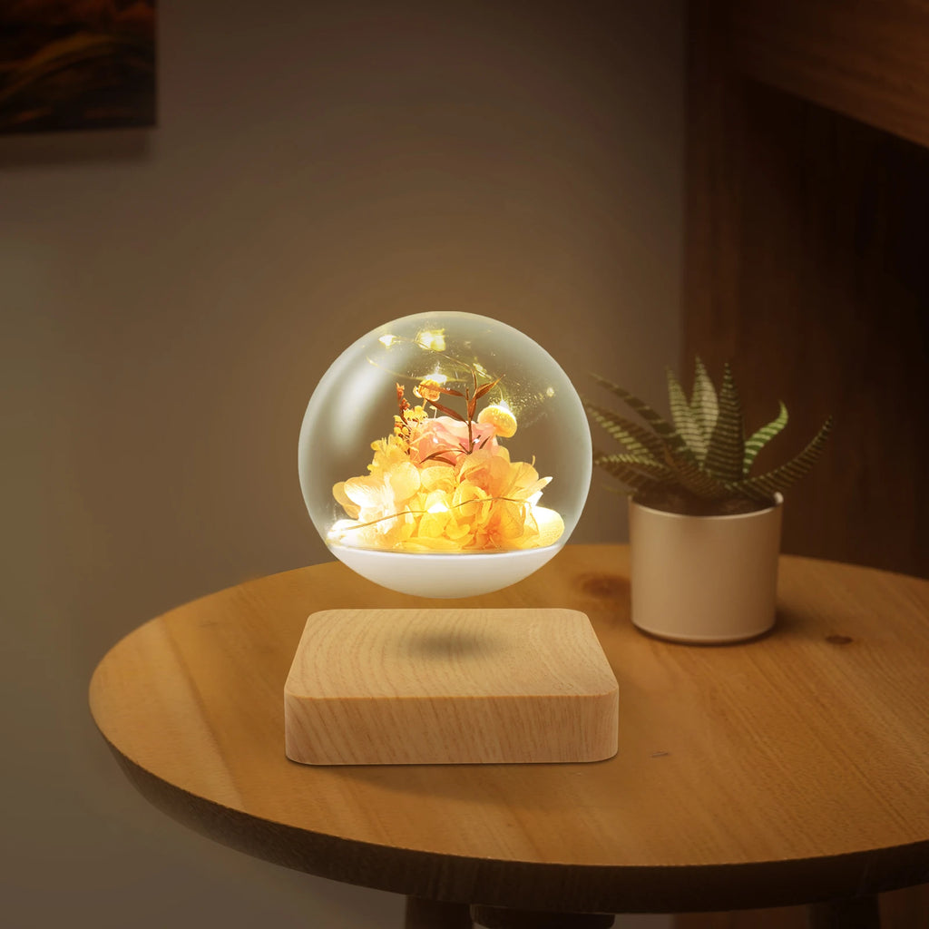 Floating Flower Lamp/ Floating Flowers with LED Light/ Magnetic Levitation Flower Light for Bedrooms/Tables/Offices/Living Rooms