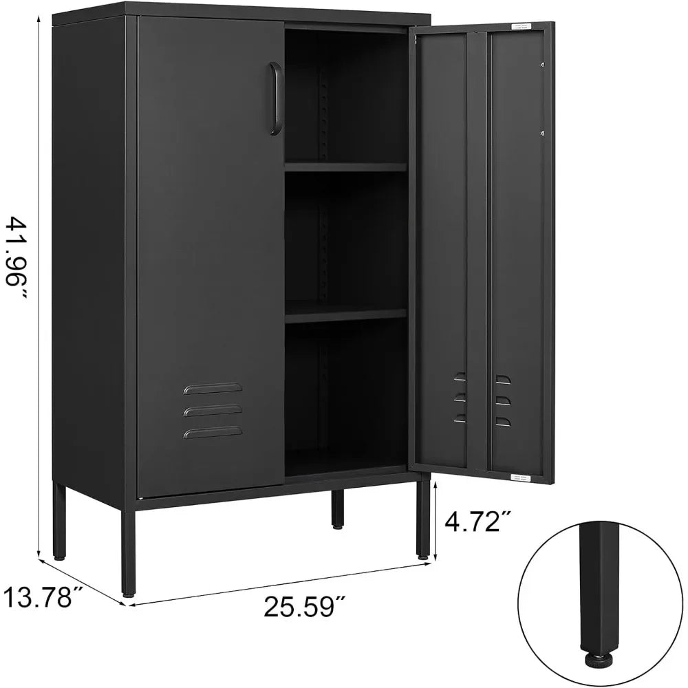 Metal Storage Cabinet,2 Door Locker Cabinet with Adjustable Shelves, Metal Cabinets with Doors, Shoe Cabinets for Living Room